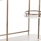 Gold Black and White Metal Oval Bar Cart With Wine Storage
