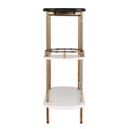 Gold Black and White Metal Oval Bar Cart With Wine Storage