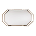 31" Champagne Iron and Mirrored Glass Octagonal Rolling Bar Cart