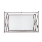 39" Silver Metal and Glass Rolling Bar Cart
