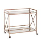 Gold Metal And Glass Rolling Bar Cart