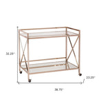 Gold Metal And Glass Rolling Bar Cart