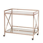 Gold Metal And Glass Rolling Bar Cart