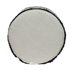18" Beige and Brown Cotton Abstract Round Footstool