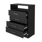 31" Black Wood Four Drawer Dresser