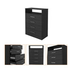31" Black Wood Four Drawer Dresser