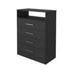 31" Black Wood Four Drawer Dresser