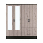 63" Brown And Black Wood Mirrored Two Drawer Dresser