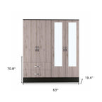 63" Brown And Black Wood Mirrored Two Drawer Dresser
