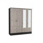 63" Brown And Black Wood Mirrored Two Drawer Dresser