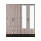 63" Brown And Black Wood Mirrored Two Drawer Dresser