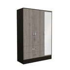 71" Brown And Black Wood Mirrored Three Door Two Drawer Combo Dresser