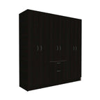 71" Black And White Wood Six Door Single Drawer Combo Dresser