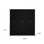 71" Black And White Wood Six Door Single Drawer Combo Dresser