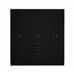 71" Black And White Wood Six Door Single Drawer Combo Dresser