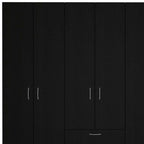 71" Black And White Wood Six Door Single Drawer Combo Dresser