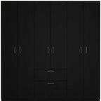71" Black And White Wood Six Door Single Drawer Combo Dresser