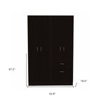 71" Black And White Wood Six Door Single Drawer Combo Dresser