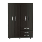 68" Wood Three Drawer Combo Dresser