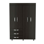 68" Wood Three Drawer Combo Dresser