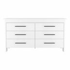59" White Wood Six Drawer Double Dresser