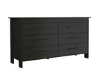 59" White Wood Six Drawer Double Dresser
