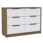 42" Brown And White Wood Four Drawer Dresser