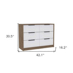 42" Brown And White Wood Four Drawer Dresser