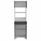 24" White and Gray Wood Flat Door Kitchen Cart With Storage