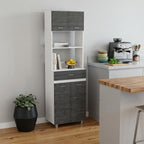 24" White and Gray Wood Flat Door Kitchen Cart With Storage