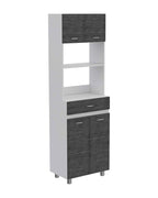 24" White and Gray Wood Flat Door Kitchen Cart With Storage