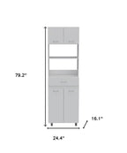 24" White Wood Kitchen Cart With Storage