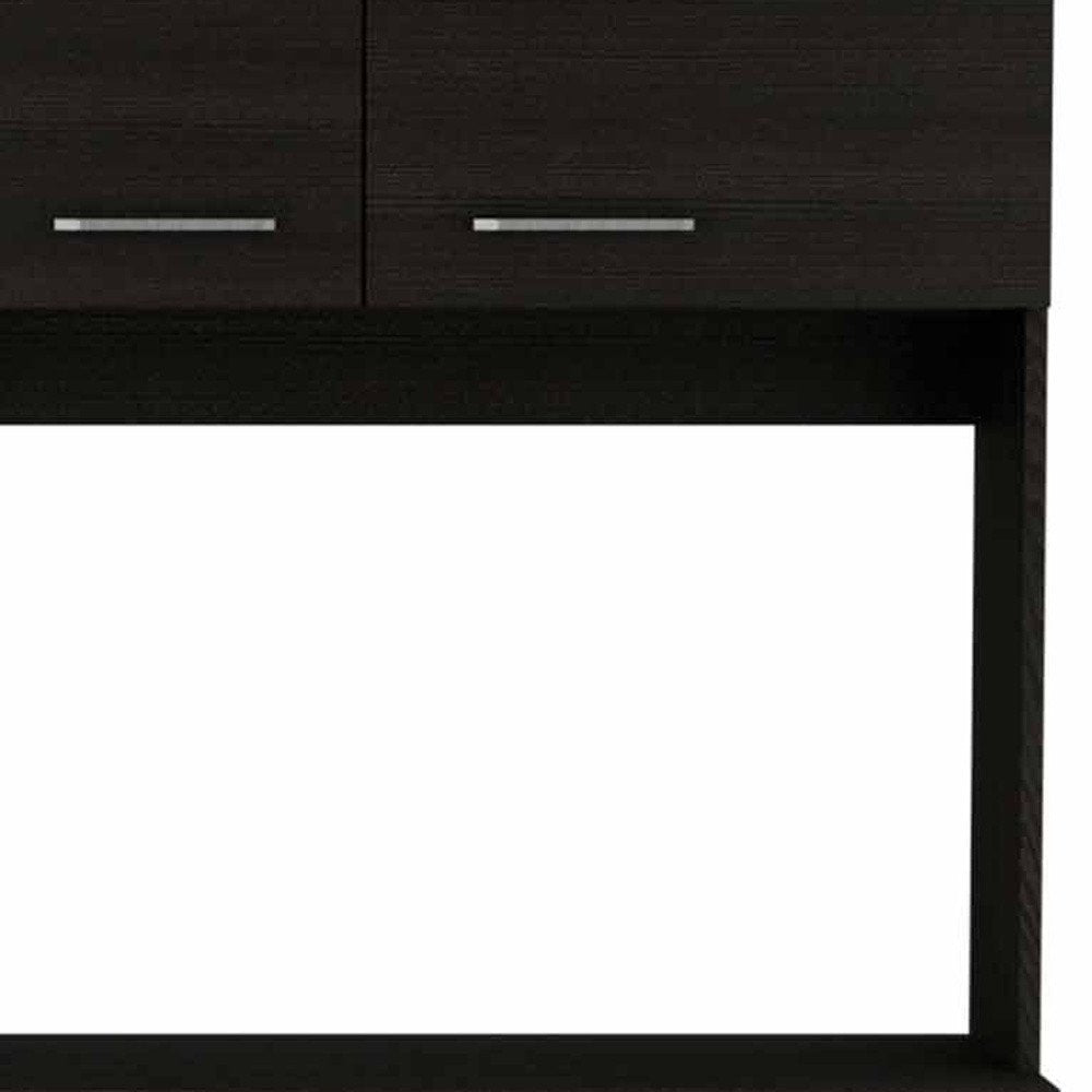 71" Black Wood Four Door Pantry Or Storage Closet