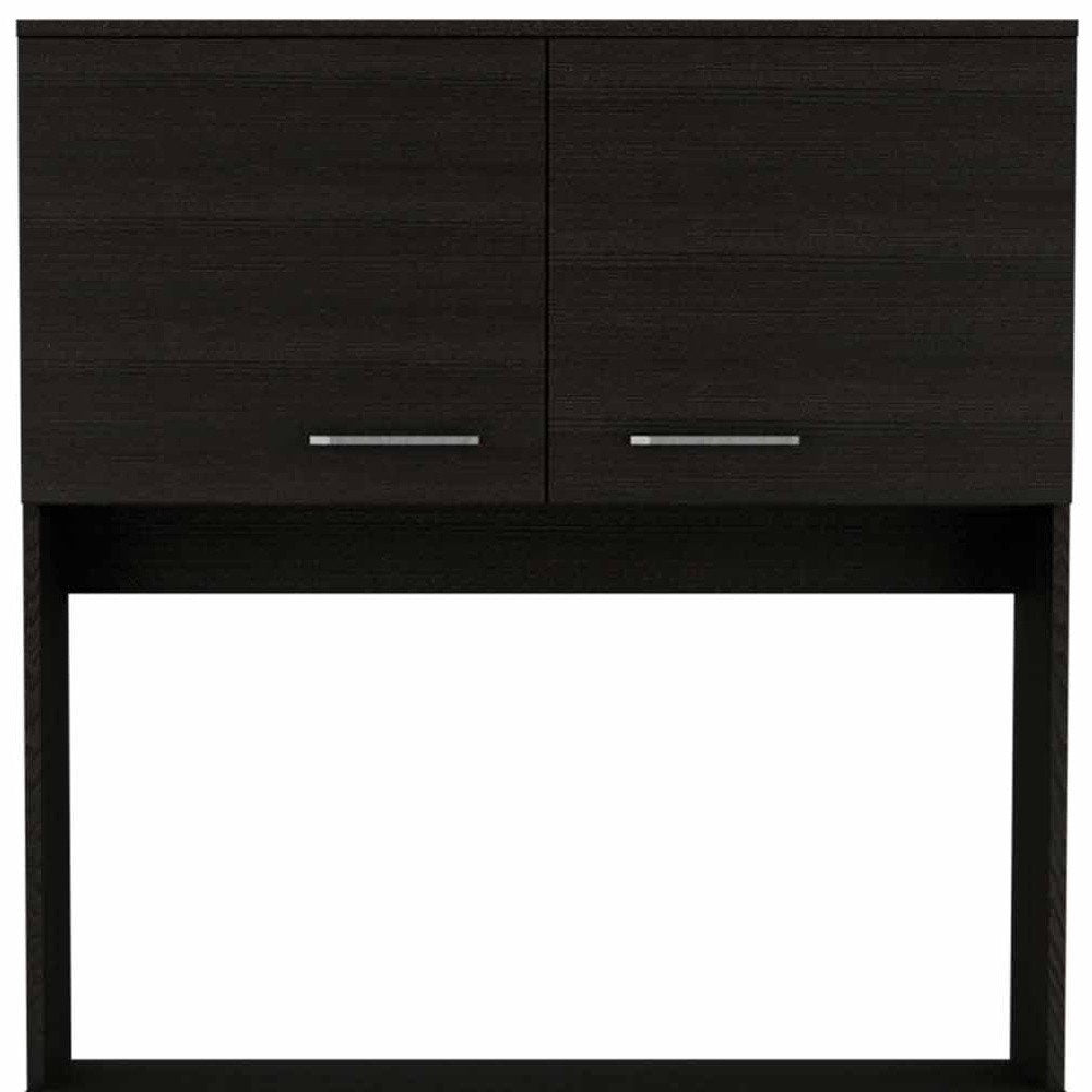71" Black Wood Four Door Pantry Or Storage Closet