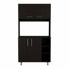 71" Black Wood Four Door Pantry Or Storage Closet