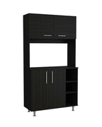 71" Black Wood Four Door Pantry Or Storage Closet