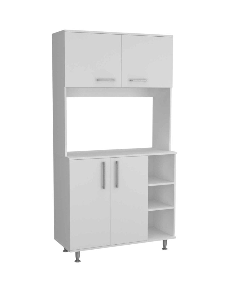 71" White Wood Four Door Pantry Or Storage Closet