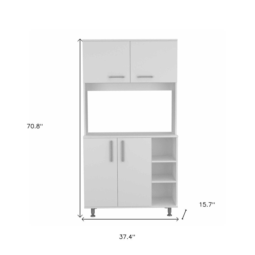 71" White Wood Four Door Pantry Or Storage Closet