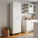 71" White Wood Pantry Or Storage Closet