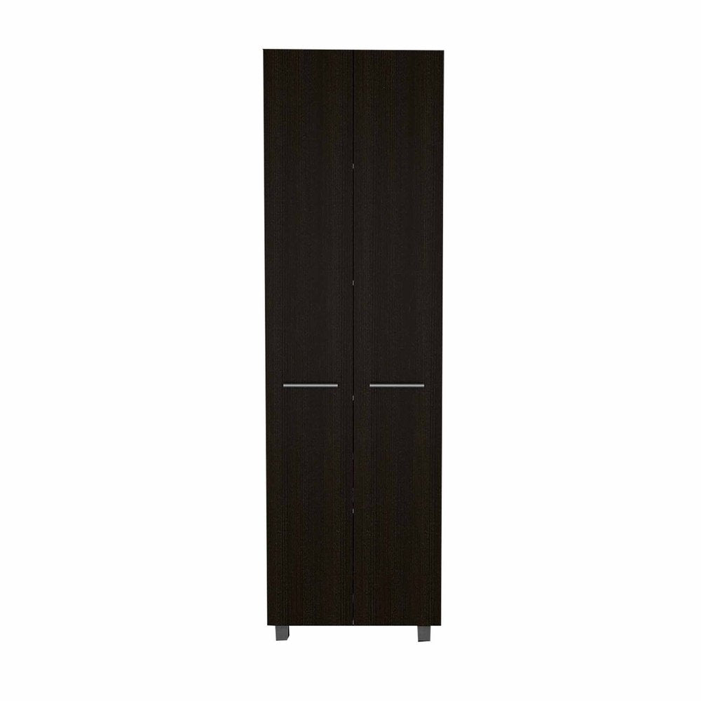 79" Black Wood Pantry Or Storage Closet