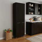 79" Black Wood Pantry Or Storage Closet
