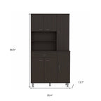 67" Black Wood Seven Door Pantry Or Storage Closet