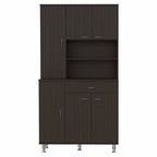 67" Black Wood Seven Door Pantry Or Storage Closet