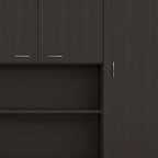 67" Black Wood Seven Door Pantry Or Storage Closet
