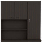 67" Black Wood Seven Door Pantry Or Storage Closet