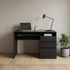47" Black Computer Desk With Three Drawers