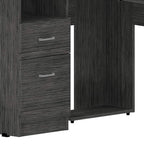 47" Gray L Shape Computer Desk With Two Drawers
