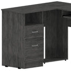 47" Gray L Shape Computer Desk With Two Drawers