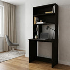 30" Black Computer Desk With Hutch