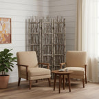 64" Brown Solid Wood Panel Screen Room Divider